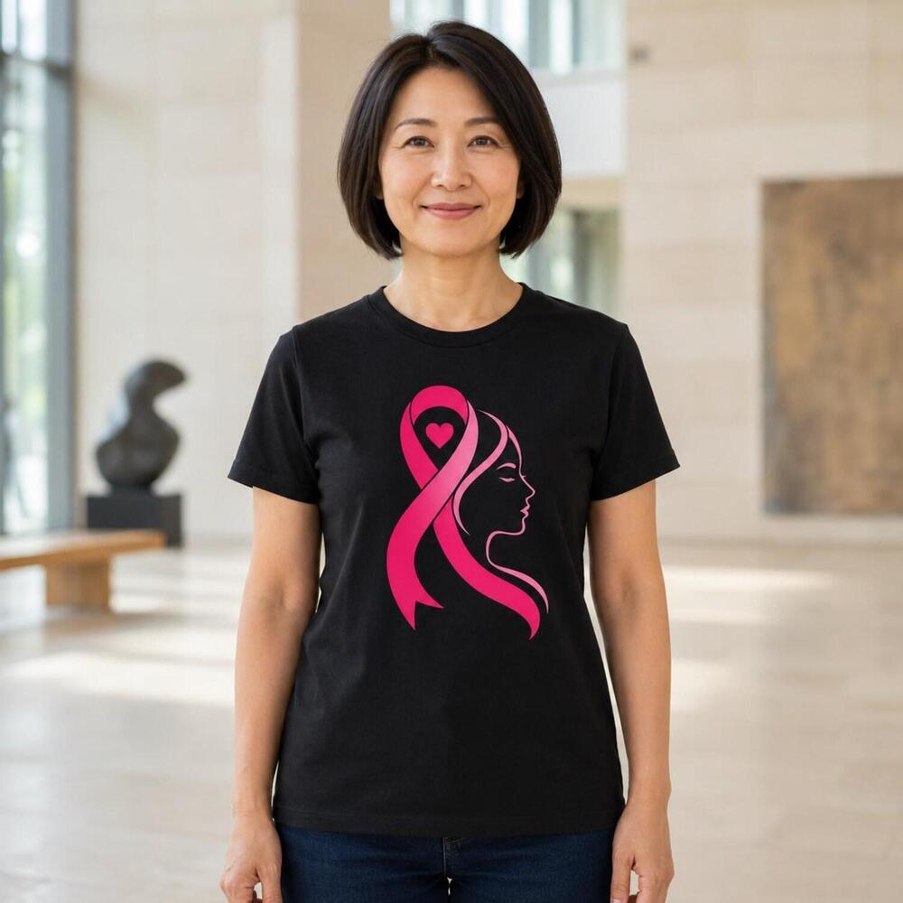 Womans Face With Ribbon  Awareness Tshirt Support Tee